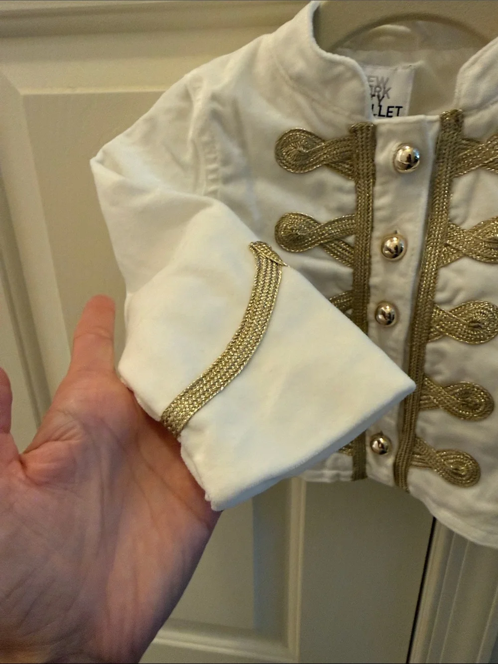 White & Gold Military-Style Kids Jacket